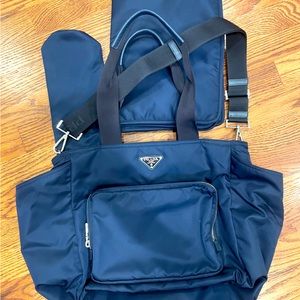 NWOT Prada Diaper Bag navy blue perfect condition; authentic tags